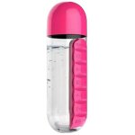 Pilulier / bouteille 2 - en - 1 portable - 600 ml(rose rouge)