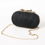 Pochettes femme brillant mariage sacs  main de marie noeud mtallique(noir)