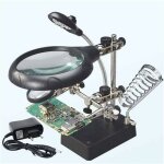 Station troisime main au soudage 5leds loupe  poser 2, 5x / 7, 5x / 10x lentille support avec pince ...
