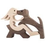 Statue de femme et de chien en bois sculpt  la main, dcor de bureau  domicile, sculpture de chien ...