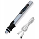 Stylo de gravure en mtal  contrle de vitesse rechargeable 3. 6v (argent)