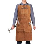 Tablier en cuir menuiserie, tablier de travail avec 6 poches � outils, tablier soudeur pour homme femme, ...