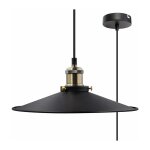 Enuotek - luminaire plafonnier industrielle vintage, mtal noire suspension e27 abat jour, diamtre 30cm ...