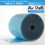 Lot de 1 rouleau de film bulle d'air autocollant 60cm x 100m
