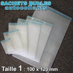 Lot de 100 sachets bulles d'air 100x120 mm avec rabat adhsif