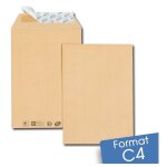 Lot de 50 enveloppes kraft brun c4 auto - adhsives