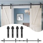 Eosnow - 16ft 488cm rail de porte coulissante, quincailleri kit de rail pour porte coulissante, poulie ...