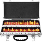 Eosnow 24 pices / ensemble fraise 1 / 4in tige routeur jeu de mches kit d'outils pour le travail du ...