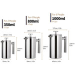 Eosnow cafeti�re � piston fran�aise 800 ml, cafeti�re isotherme � double paroi en acier inoxydable