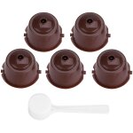 Eosnow capsules de caf rechargeables rutilisables en acier inoxydable pp 304, 5 pices, filtre (marron) ...