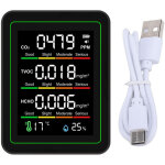 Eosnow d�tecteur de qualit� de l'air 5 en 1, testeur multifonctionnel de temp�rature et d'humidit� co2 ...