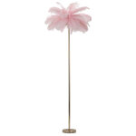 Epikasa - lampadaire plumes 10, m�tal, plastique, rose, or, 55x55x160 cm