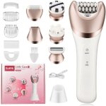Epilateur electrique femme 6 en 1 pour pilation humide et sche avec pilateur, rasoir, exfoliant, brosse ...