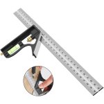 Querre combinée, outils de menuiserie carrée en acier inoxydable de 12' / 300 mm, règle de 45 / 90 degrés ... Querre combinée, outils de menuiserie carrée en acier inoxydable de 12' / 300 mm, règle de 45 / 90 degrés ...
