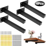 Equerre etagere 4 pcs industrielle support d'tagre murale fixation rtro, supports plateaux en mtal ...