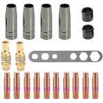 �quipement pour soudage mig, support de pointes de contact de buses, 19pcs kit d'accessoires pour torche ...