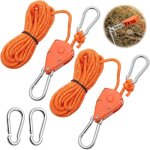 Ersandy - 2 pi�ces corde � cliquet r�glable 4m, poulie � cliquet orange 1 / 8 avec 2 replacement crochets, ...
