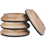 Lot de 4 coupelles en bois dur - tampons de protection pour pieds de meuble chne naturel.