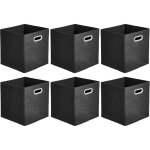 Ersandy - lot de 6 cubes de rangement pliables en tissu avec ?illets ovales noir