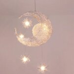 Ersandy - lustre suspension industrielle lune �toiles led plafonnier luminaire aluminium avec 5 ampoules ...