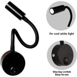 Ersandy - noire lampe de lecture murale 3w, flexible cou r�glable applique lampe de bureau en aluminium, ...
