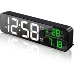 Ersandy - r�veil num�rique, horloge murale r�veil matin led digital miroir grand ecran avec temp�rature ...