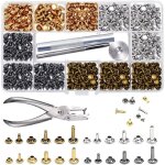Ersandy - rivets en cuir 480 ensemble 3 tailles double rivet goujons tubulaires en mtal avec 3 pices ...
