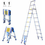 Escabeau 10 marches telescopique extendact10, echelle telescopique 2. 9m + 2. 6m, escabeau pliable tlescopiqu ...