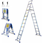 Escabeau 12 marches telescopique extendact12, echelle telescopique 3. 5m + 3. 2m, escabeau pliable, stabilisat ...