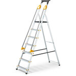 Escabeau 7 marches duramp scuris avec rampes, tablette porte - outils, marchepied pliable aluminium, ...