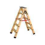 Outifrance - escabeau bois 2 plans (platrier) 6 marches + tablette et sangles h:150cm