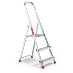 Escabeau domestique pliant en aluminium � 3 marches avec crochet, charge maximale 125 kg.