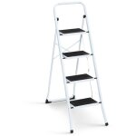 Escabeau marchepied pliable 4 marches antidrapantes avec garde corps