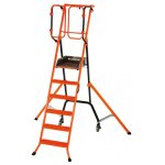 Escabeau s�curis� pirl gardia 140 cm ? plateforme large ? portillons automatiques ? hauteur de travail ...