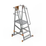 Escabeau � plateforme roulante pliable en aluminium renforc� ? 3 marches + plateforme antid�rapante (570 ...