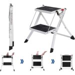Escabeau pliable 2 marches, escabeau en acier � 2 marches, marche - pieds pliable, �chelle pliable en ...