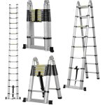 Escabeau pliant, escabeau t�lescopique, escabeau t�lescopique, pliable, en aluminium, capacit� de charge ...