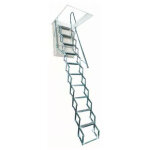 Escalier grenier accord�on - trappe 60x120cm - hauteur 2. 42 � 2. 75m - aci - alu275 / 120x60