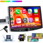 Essgoo - autoradio bluetooth 1din android 14, unit� centrale rotative de 10, 1 pouces, gps, radio carplay ...