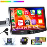 Essgoo - autoradio bluetooth 1din android 14, unit� centrale rotative de 10, 1 pouces, gps, radio carplay ...