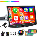 Essgoo - autoradio bluetooth 1din android 14, unit� centrale rotative de 10, 1 pouces, gps, radio carplay ...