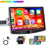 Essgoo - autoradio bluetooth 1din android 14, unit� centrale rotative de 10, 1 pouces, gps, radio carplay ...