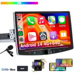 Essgoo - autoradio bluetooth 1din android 14, unit� centrale rotative de 10, 1 pouces, gps, radio carplay ...