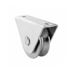 Roue gorge v sur roulement pour portail 20mm en applique - �100mm