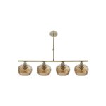 Estela lampe 4xe14 cuir regx75x13 cm avec abat - jour en cristal taill� amber - fabrilamp