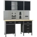 Maison chic - etabli et 4 panneaux muraux et 2 armoires table de travail poste de travail stockage rangement ...