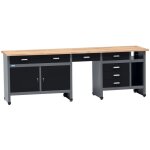 �tabli k�pper werkstatt 12289, largeur 240 cm, 6 tiroirs, 2 portes, charge maximale 300 kg, plan de travail ...