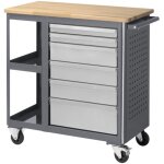 Etabli mobile avec 6 tiroirs et 2 tablettes, lxpxh 960x450x950 mm, acier et h�tre, charge max. 450 kg, ...