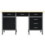 Helloshop26 - etabli noir 160 cm avec tiroirs acier table de travail bricolage outils gris noir Helloshop26 - etabli noir 160 cm avec tiroirs acier table de travail bricolage outils gris noir