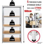 Dayplus - etagre garage acier mtallique stockage 5 niveaux etagres rack sans boulons cadre 180cm